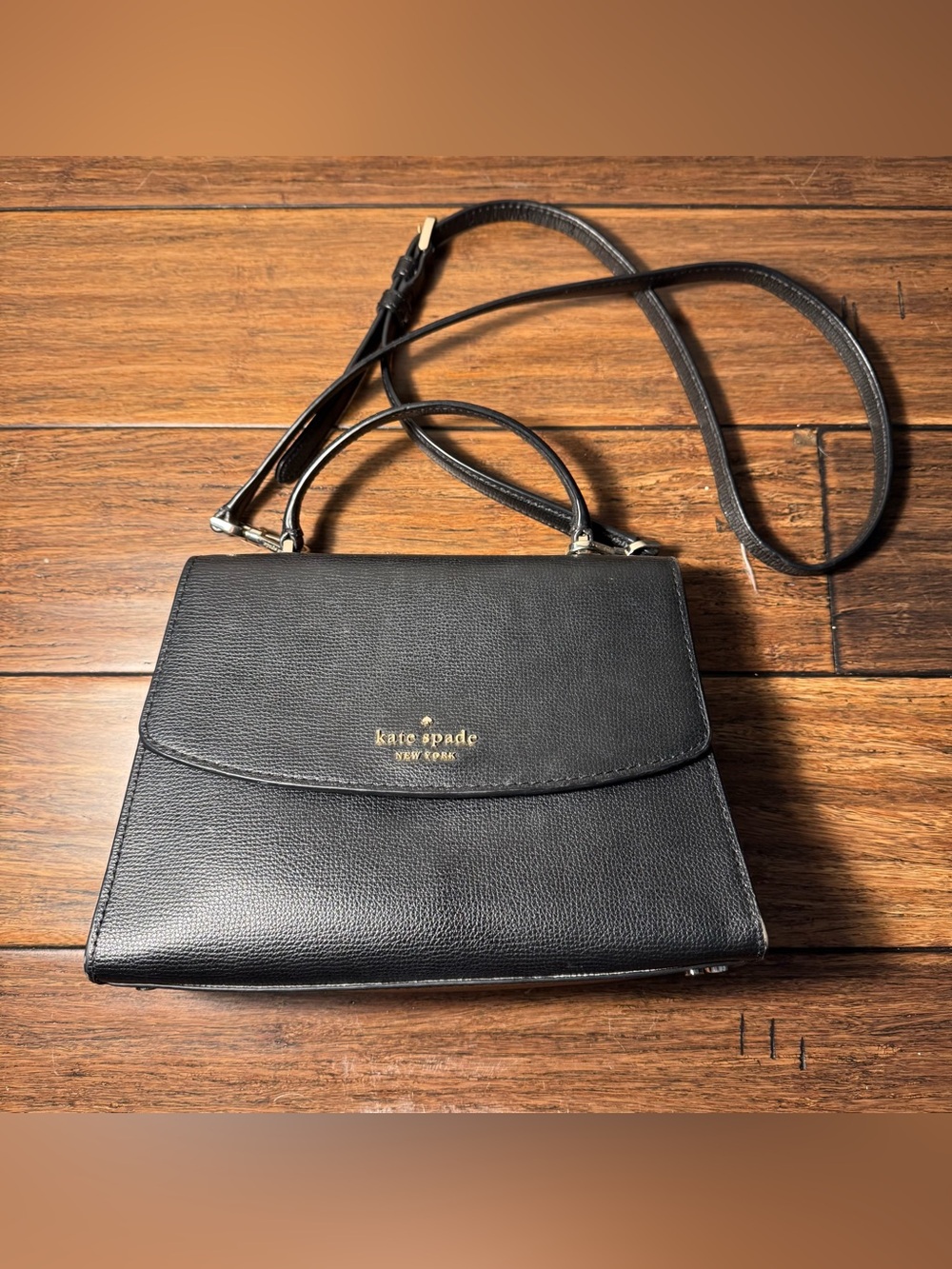 Kate Spade Darcy Leather Top Handle Bag Satchel Crossbody Taupe Black Leather